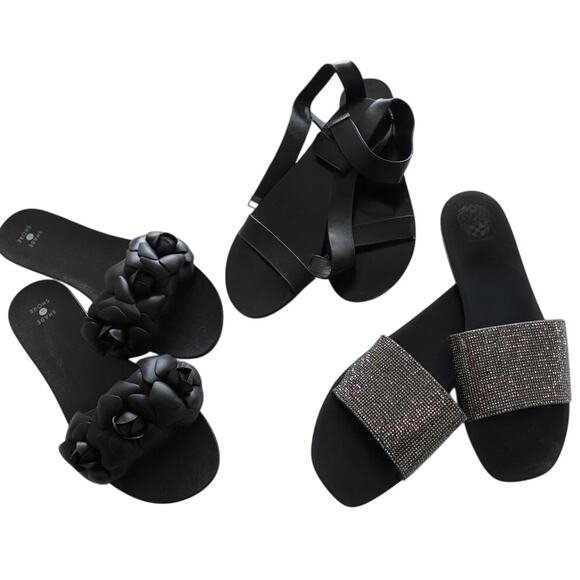 FLASH SALE 3 PAIR! ❤️  Flat Sandals ❤️Vince Camuto Sparkle Slides❤️ BCBG strap - Picture 1 of 16